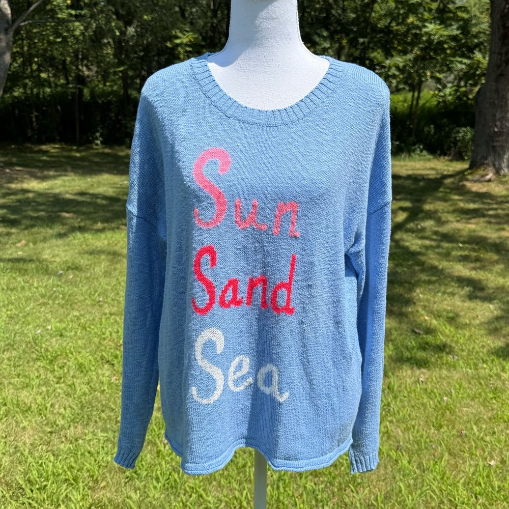 Lilly Pulitzer EUC Pippy Sweater Sun Sand Sea Intarsia Medium Coastal - Picture 3 of 9